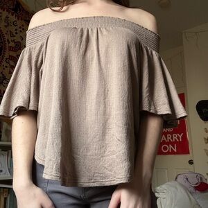 O'Neill Off-Shoulder Beige Blouse